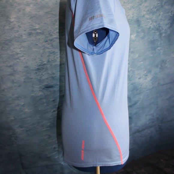 Under Armour ISO-Chill Heatgear V-Neck Blue Coral Fitted Short Sleeve Shirt ~S~ - Picture 6 of 10